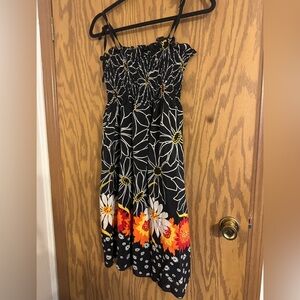 Anna Sui For Anthropologie Daisy Flower Silk Dress. Floral Orange Size Medium.